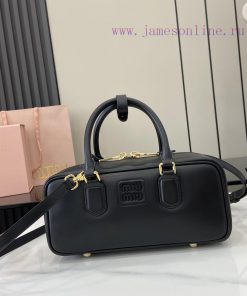 MiuMiu Bags New Miumiu Miu Arcadie Cowhide Medium (27cm) Bowling Handbag/Crossbody Bag - Cognac Leather Wit d3g6bwg9