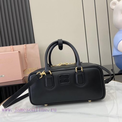 MiuMiu Bags New Miumiu Miu Arcadie Cowhide Medium (27cm) Bowling Handbag/Crossbody Bag - Cognac Leather Wit d3g6bwg9 - Image 2
