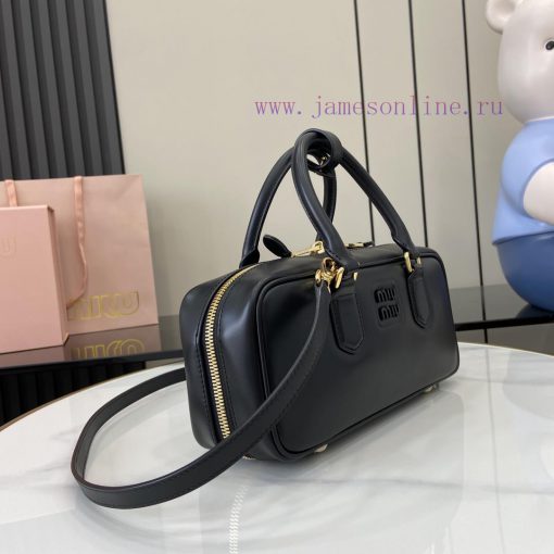 MiuMiu Bags New Miumiu Miu Arcadie Cowhide Medium (27cm) Bowling Handbag/Crossbody Bag - Cognac Leather Wit d3g6bwg9 - Image 3