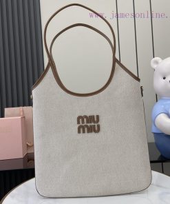 MiuMiu Bags New Miu Women's IVY Canvas Shoulder Bag With Complete Original PackagingThis Classic Tote Bag I ujcpykvu