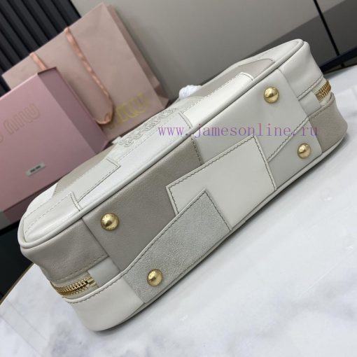 MiuMiu Bags Equipped With A Complete Set Of Original Packaging M's New Product Splicing Bowling Ball Is Han p6d711tm - Image 5