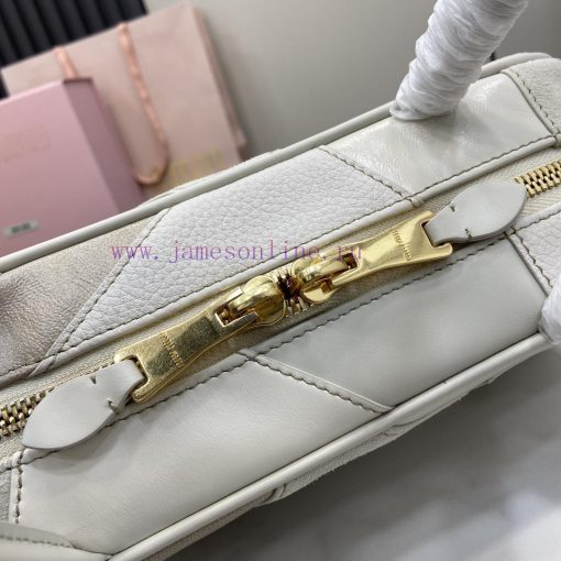MiuMiu Bags Equipped With A Complete Set Of Original Packaging M's New Product Splicing Bowling Ball Is Han p6d711tm - Image 7