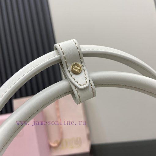 MiuMiu Bags Equipped With A Complete Set Of Original Packaging M's New Product Splicing Bowling Ball Is Han p6d711tm - Image 8