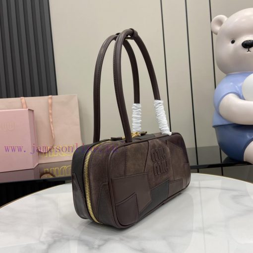 MiuMiu Bags Equipped With A Complete Set Of Original Packaging M's New Product Splicing Bowling Ball Is Han enres0rm - Image 3
