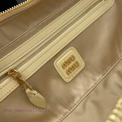 MiuMiu Bags New Arcadia Matelasse Sheep Leather Medium 27cm Bowling Handbag/Crossbody Bag~Calendula Sheepsk 3f6c3tys - Image 10