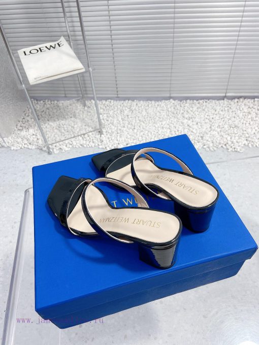 Stuart Weitzman's New SW Thick Heel Square Toe SlippersShoe Upper Made Of Cowhide Sheepskin Jin 2nddfpj0 - Image 5