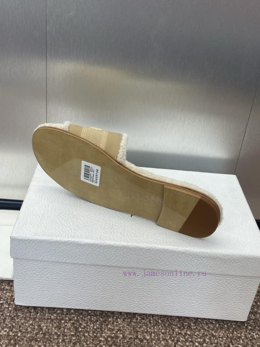 Dior 2024 Spring/Summer New DWAY Flat Bottom One Word Drag Color Blocked Women's Shoes CD Lette qknu775c - Image 9