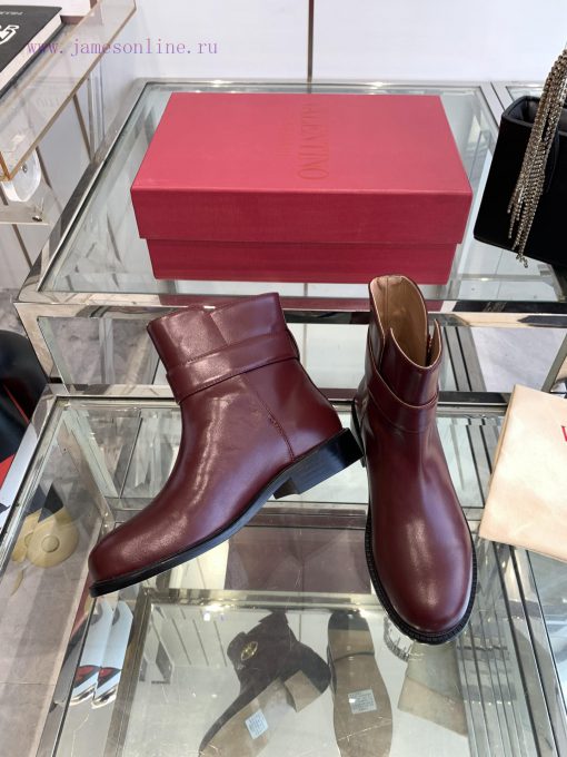 Valentino 24ss Autumn/Winter New Round Head V-Button Knight Boots Short BootsValentino's Top Of wiuvr1bx - Image 4