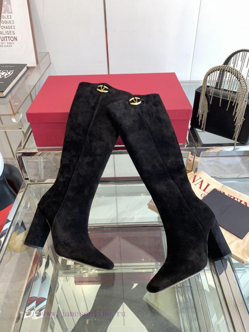 Valentino 24ss Autumn And Winter New Square Toe V-button BootsValentino's Top Of The Line Absol 849je6ky - Image 6