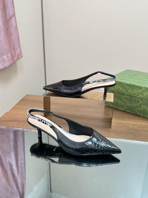 2024 Gucci New GUcc Letter Buckle L O G O Chain High-heeled Sandals Cat Heels ️️️Top Level Welc 33t7uc0f