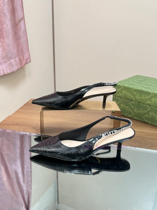 2024 Gucci New GUcc Letter Buckle L O G O Chain High-heeled Sandals Cat Heels ️️️Top Level Welc 33t7uc0f - Image 5