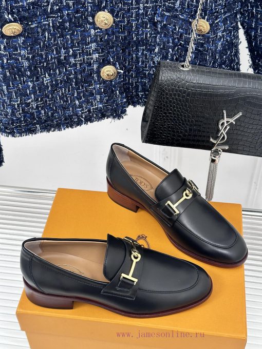 Tods Classic Coarse Heel Horseneck BuckleloaferSignature T-shaped Buckle Simple And ExquisiteTh dyc559a1 - Image 4