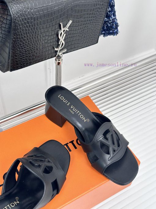 L * V Donkey Brand Classic Explosive Hollow Out DesignThick Heeled SlippersThe Fabric Is Made O 7gkadtsc - Image 6