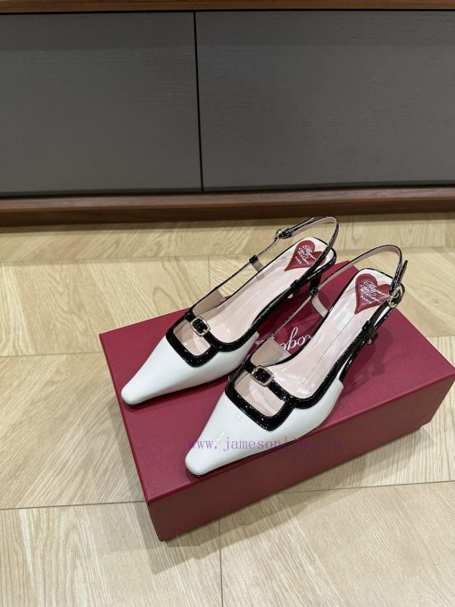 Top QualityRoger Viv * 24 Early Spring French KittenPainted Leather With Color Blocked Sheepski z98178ho