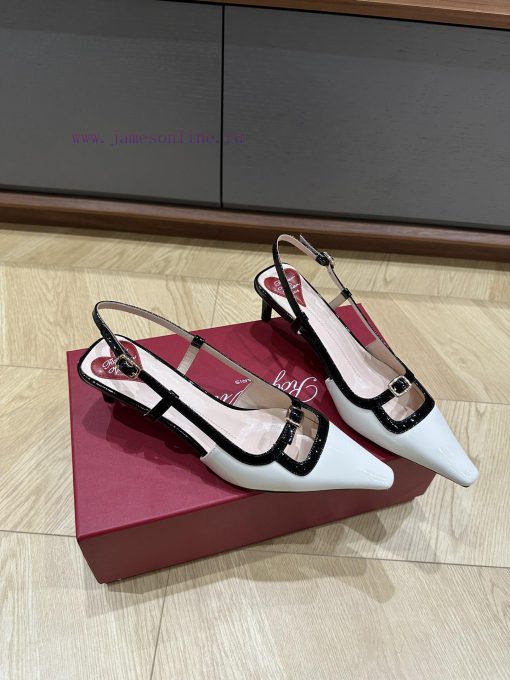 Top QualityRoger Viv * 24 Early Spring French KittenPainted Leather With Color Blocked Sheepski z98178ho - Image 4