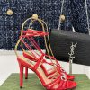 Gucci24S Spring/Summer New Product: Horseneck BuckleHigh Heeled SandalsThe Fabric Is Made Of Im u35h8eel