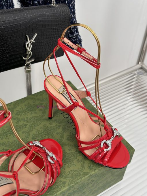 Gucci24S Spring/Summer New Product: Horseneck BuckleHigh Heeled SandalsThe Fabric Is Made Of Im u35h8eel - Image 6