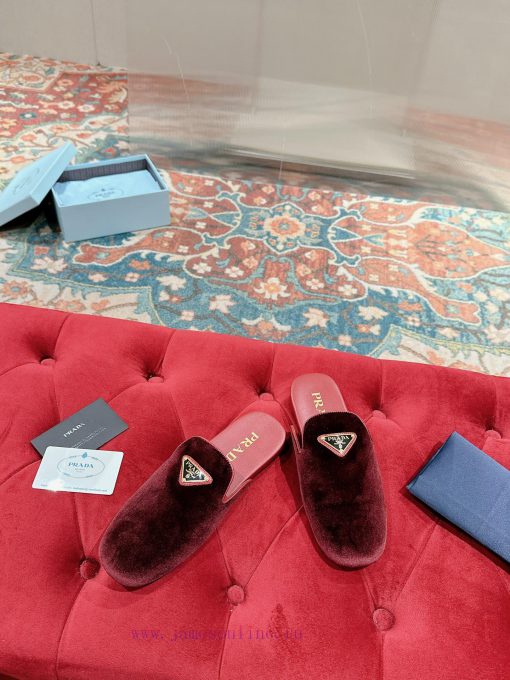 ️  Prada Velvet Flat Shoes Top Of The Line Many Internet Celebrities Injection Molded Triangle hocibcop - Image 4