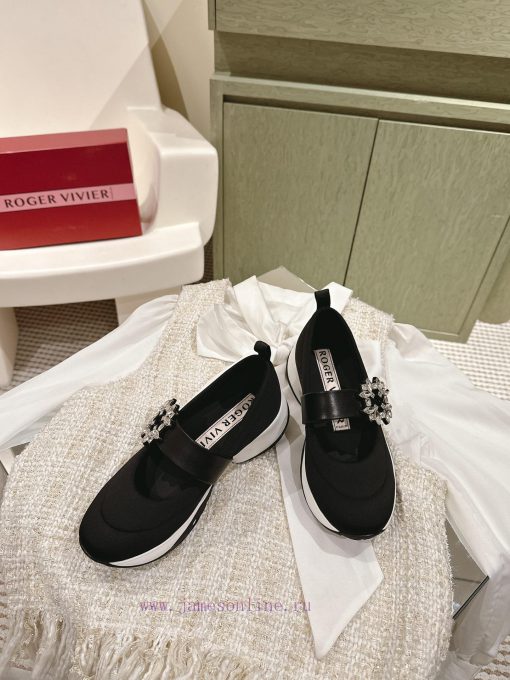 | ²⁰²4 𝐬𝐬  🤍🤎 𝐑𝐨𝐠𝐞𝐫𝐕𝐢𝐯𝐢𝐞𝐫 Roger Vevia Viv 'Run Diamond Buckle Fabric Sneakers For Daily Leisure s1zyd7uo - Image 4