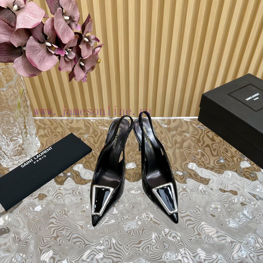 Top YSL - Saint Laurent Paris Runway Updates With Pointed Toe And Square Buckle Slim Heel Desig zmuiba1l