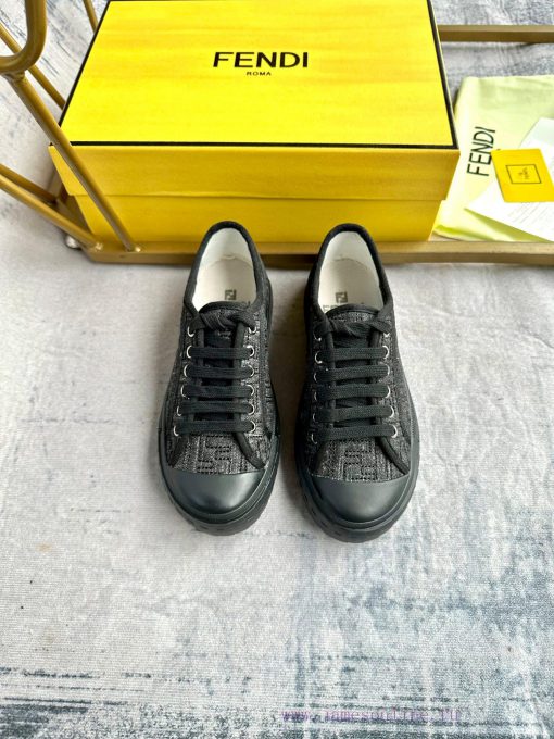 FENDI's Latest Bestseller Domino Series Sports Shoes Made Of Imitation Black Denim Material Wit awqgjzao - Image 4
