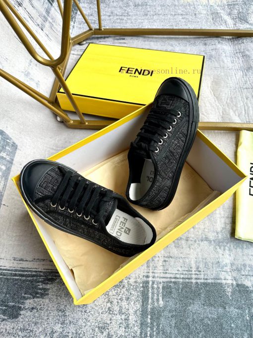 FENDI's Latest Bestseller Domino Series Sports Shoes Made Of Imitation Black Denim Material Wit awqgjzao - Image 5