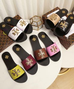 19818-2 Toribechi Flat Sandals Made Of Cowhide Fabric Available In Black Burgundy Pink White Ea 56vsf38l