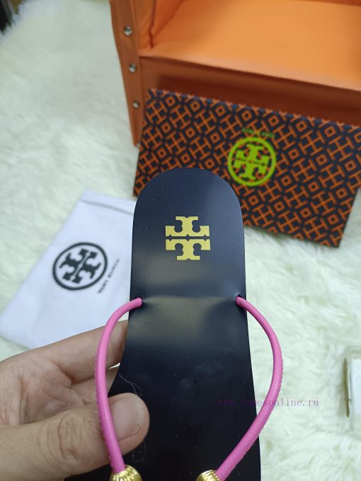 20612-3 Tory Burch Flat Bottom Pinch Sandals Made Of Cowhide Fabric Available In Black Red Pink hnifyhcz - Image 5