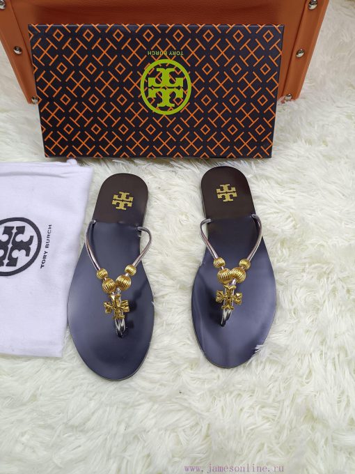 20612-3 Tory Burch Flat Bottom Pinch Sandals Made Of Cowhide Fabric Available In Black Red Pink 30r52dd5 - Image 9