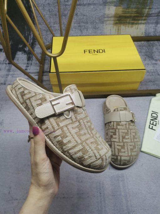 FENDI's Latest Popular Half Slipper With FF Decorative Buckle Featuring FF Patterned Suede Jacq z8vp8b87 - Image 2