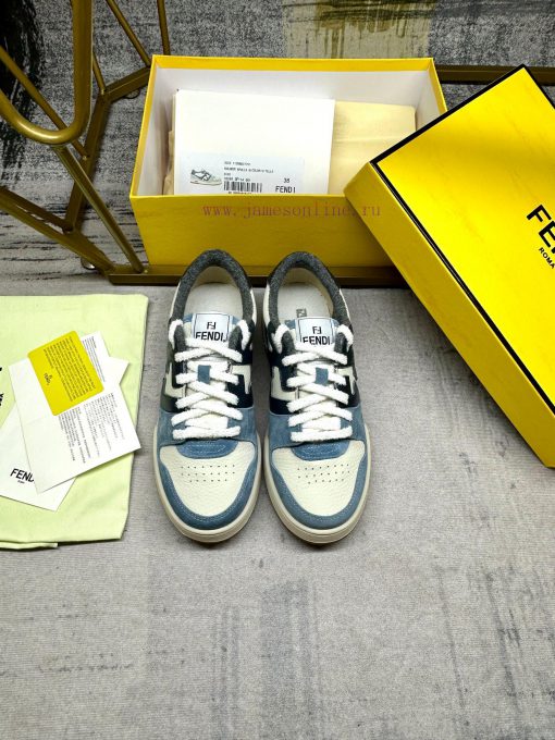 FENDI MatcHermes With Sneakers Light Blue Suede Material With Blue And White Cowhide Fabric Wom h2trjssa - Image 4