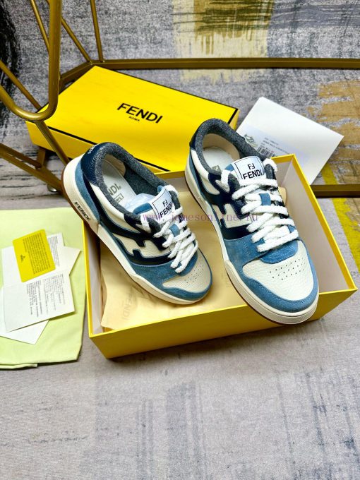 FENDI MatcHermes With Sneakers Light Blue Suede Material With Blue And White Cowhide Fabric Wom h2trjssa - Image 7