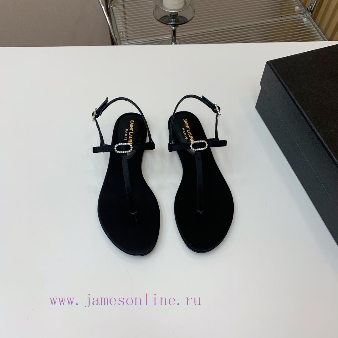 Saint Laurent Silk Diamond Buckle Flat Sandals Have A Unique And Eye-catching Design Including cshh4ilb - Image 2
