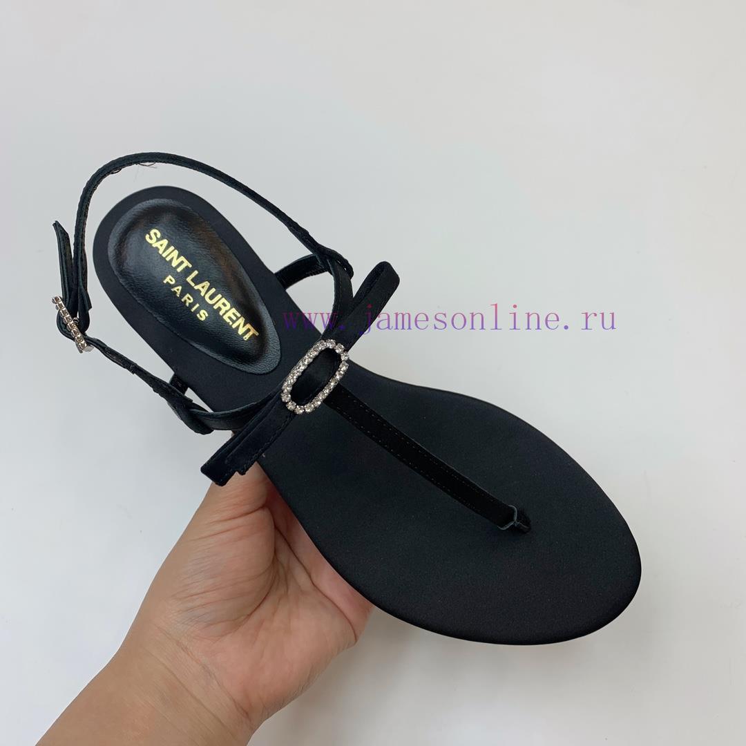 Saint Laurent Silk Diamond Buckle Flat Sandals Have A Unique And Eye-catching Design Including cshh4ilb - Image 4