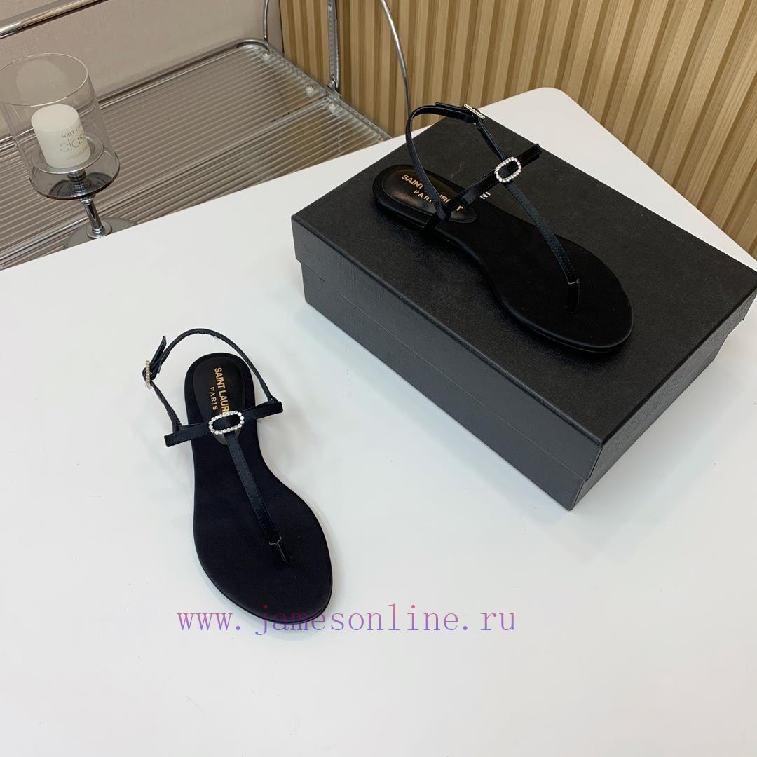 Saint Laurent Silk Diamond Buckle Flat Sandals Have A Unique And Eye-catching Design Including cshh4ilb - Image 8