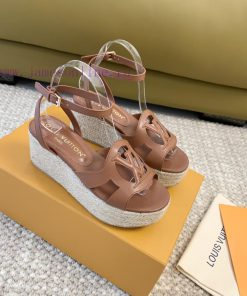 Loui * Vuitton * L ️ Donkey Home 🫧 24 New Product Thick Bottom Sponge Cake Straw SandalsHeight kuhs7b4e