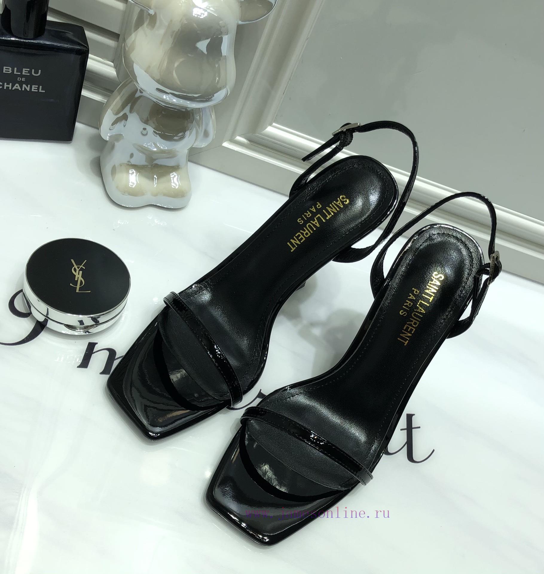 Saint Laurent 2024 New Sandals With YSL Letter Logo Heel And Square Toe Slim Ankle Strap To Elo t9oeqjm2 - Image 3