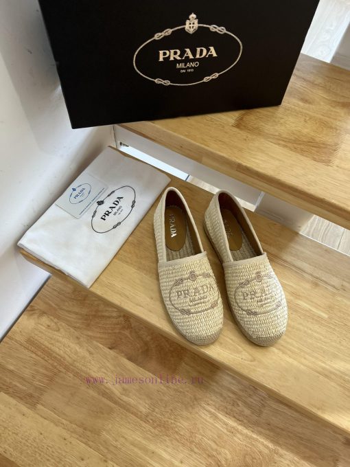 Prada/Prada 24ss Early Autumn This Grass Woven Shoe Is Equipped With A Soft Grass Woven Fabric 1ovf5kg3 - Image 4