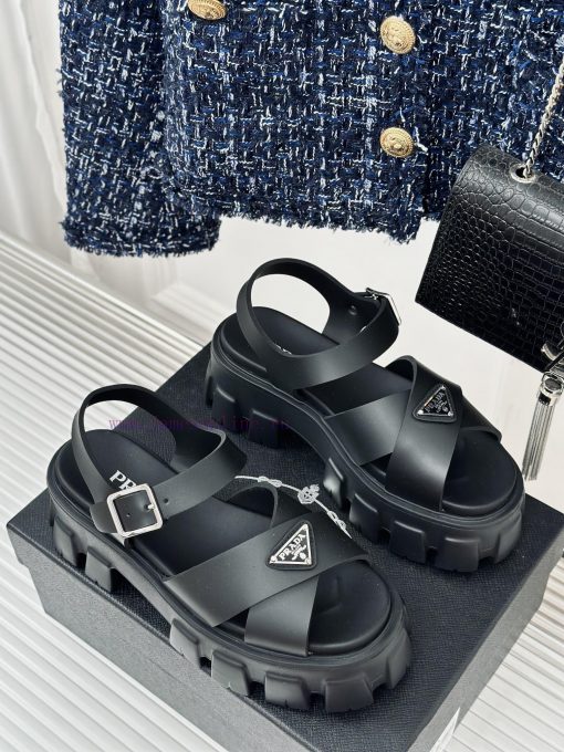 PRADA/PRADA Classic Triangle LogoCross Strap Thick Soled SandalsSuper Lightweight And Invincibl vx3s7my0 - Image 4