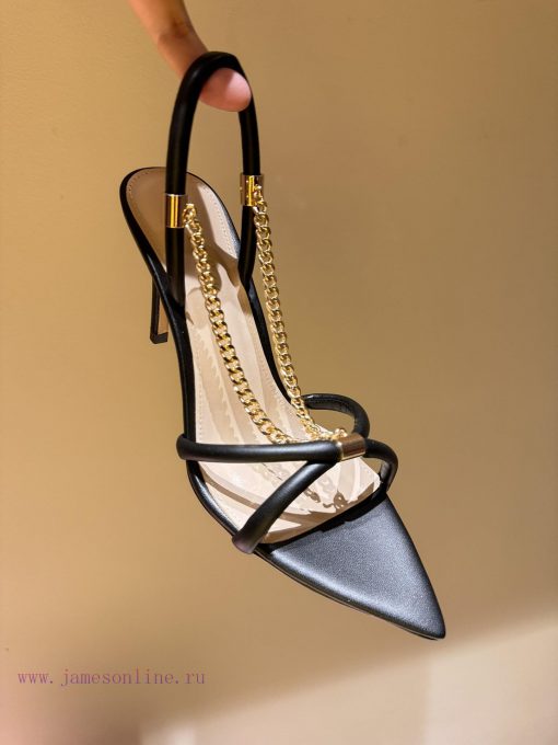 The Most2024 Spring/Summer New Product Gianvito Rossi - Metal Chain Pointed High HeelsGianvito o1tp7ox5 - Image 9
