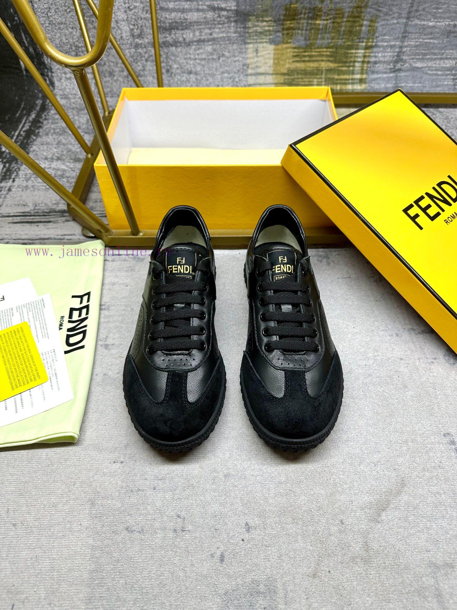 FENDI Flight Lace Up Sneakers Made Of Black Cowhide Fabric Featuring Different Types Of Texture pqkk177f - Image 4