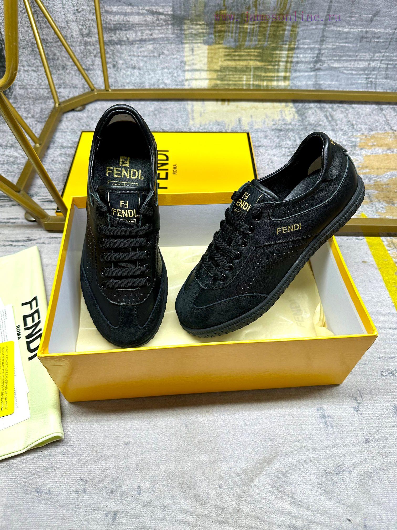 FENDI Flight Lace Up Sneakers Made Of Black Cowhide Fabric Featuring Different Types Of Texture pqkk177f - Image 6