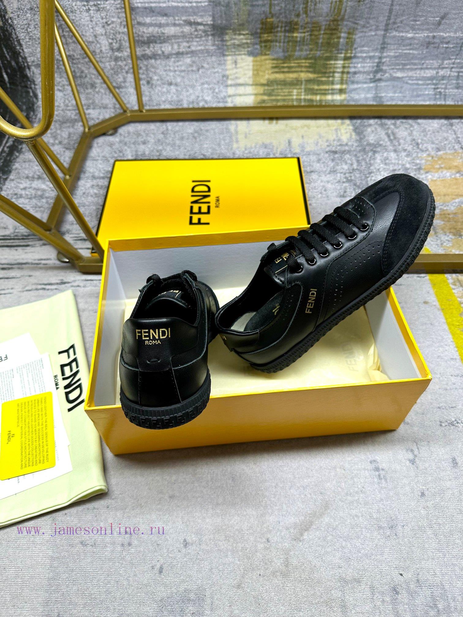 FENDI Flight Lace Up Sneakers Made Of Black Cowhide Fabric Featuring Different Types Of Texture pqkk177f - Image 7