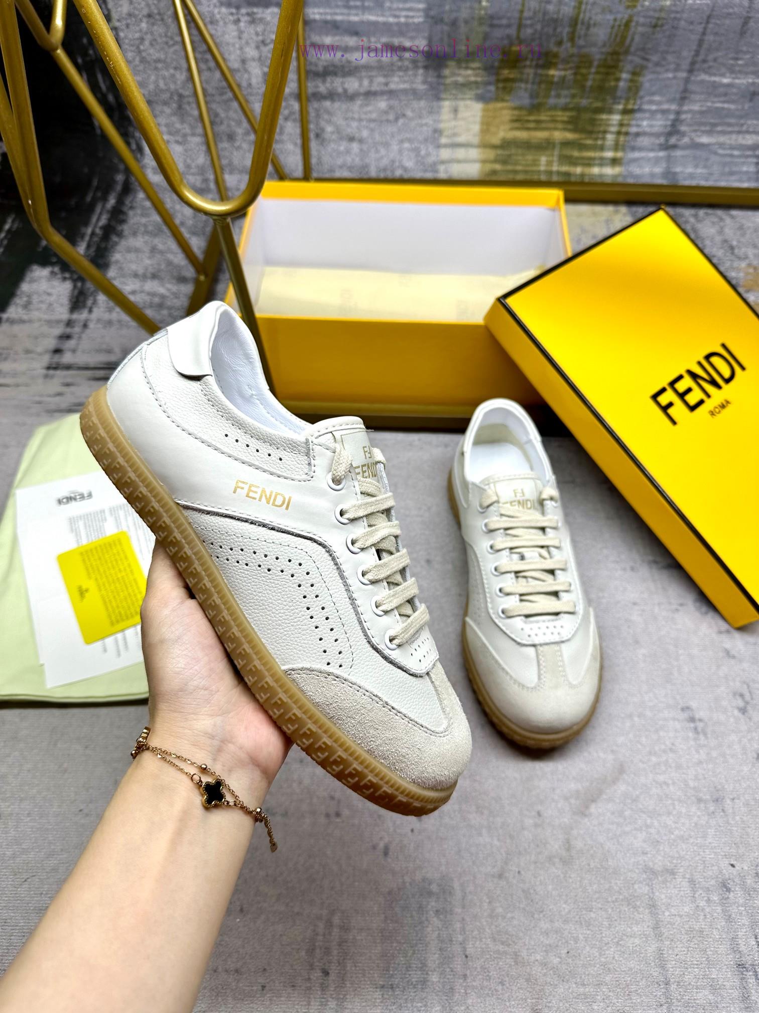 FENDI Flight Lace Up Sports Shoes Made Of Off White Cowhide Fabric Featuring Different Types Of 4mx9gtmv - Image 2