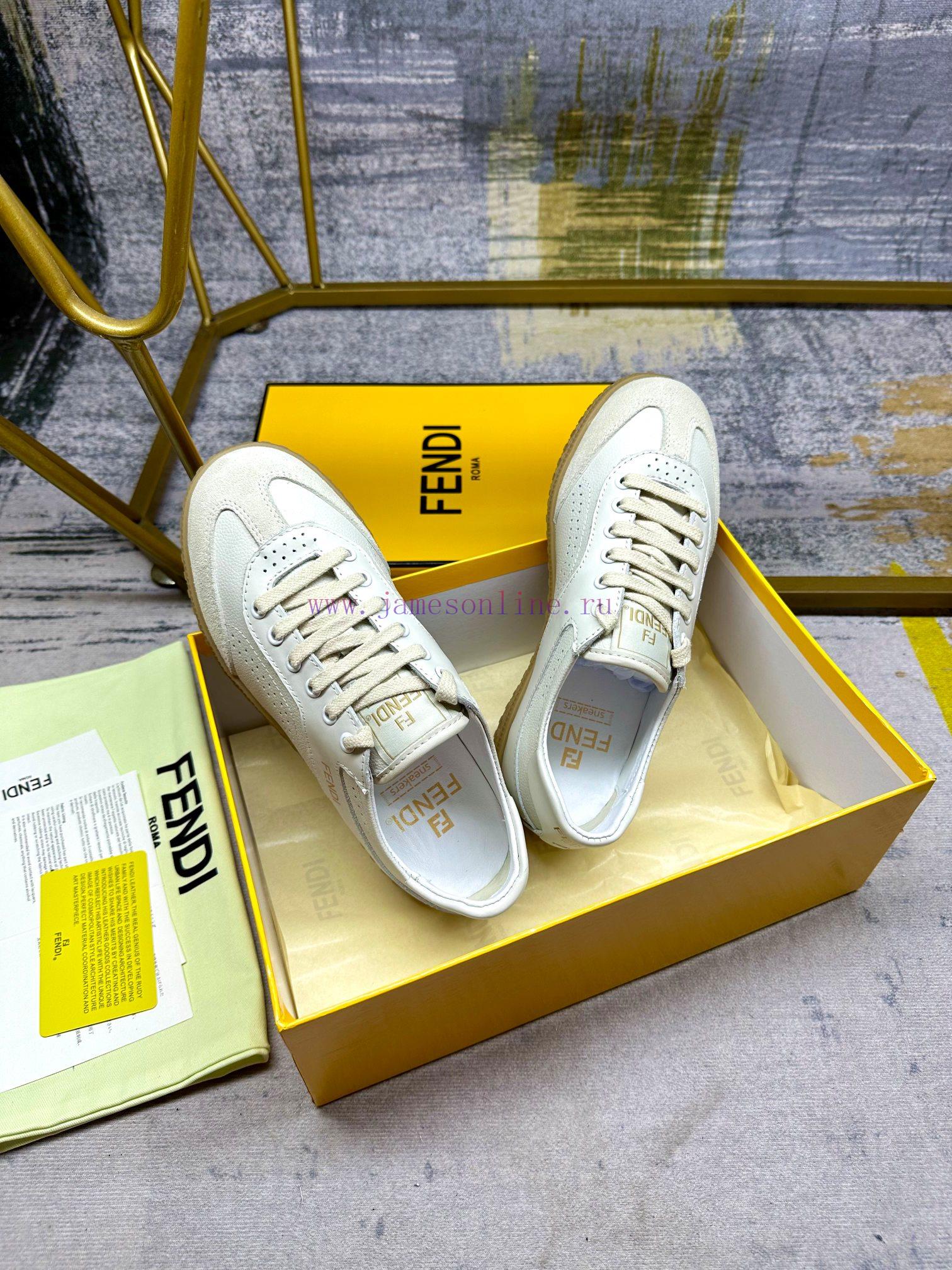 FENDI Flight Lace Up Sports Shoes Made Of Off White Cowhide Fabric Featuring Different Types Of 4mx9gtmv - Image 5