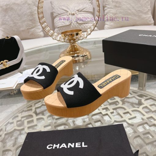 Chan... L Ss24 New Arrival~Chanel Classic Wedge Heel Thick Soled Slippers Classic ColorAuthenti onwrefir - Image 4