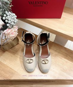 Valentino Garavani Lychee Leather Strap Wedge Sandals-Metal Effect Processing Rivet Decoration- h2l0pdxy
