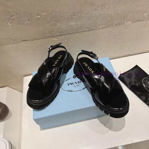 Top TierPrada Pujia 〰️ 2024 New Cross Belt Embossed Thick Bottom Sandals. This Rubber Sandal Co 0xt6eilg - Image 3