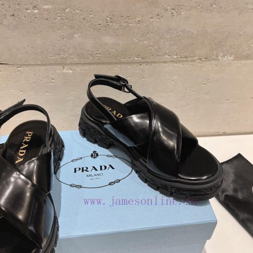 Top TierPrada Pujia 〰️ 2024 New Cross Belt Embossed Thick Bottom Sandals. This Rubber Sandal Co 0xt6eilg - Image 5