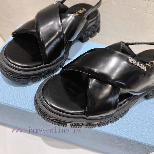 Top TierPrada Pujia 〰️ 2024 New Cross Belt Embossed Thick Bottom Sandals. This Rubber Sandal Co 0xt6eilg - Image 10